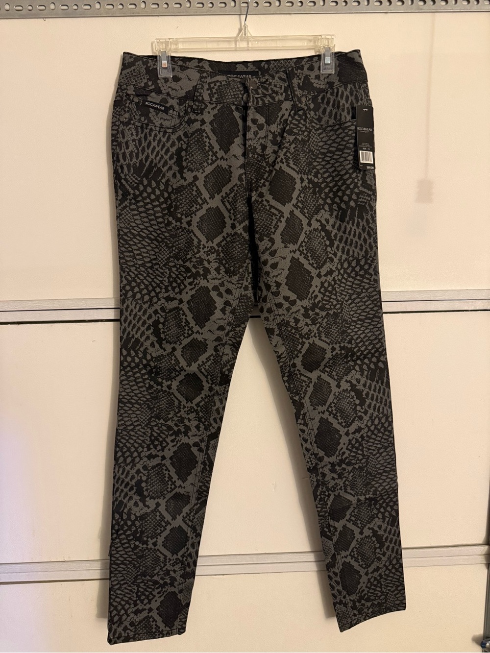 Snake Print Ponte Skinny Pants - Black & Gray